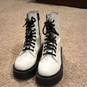 Jeffrey Campbell White Lace-Up Women's Boots